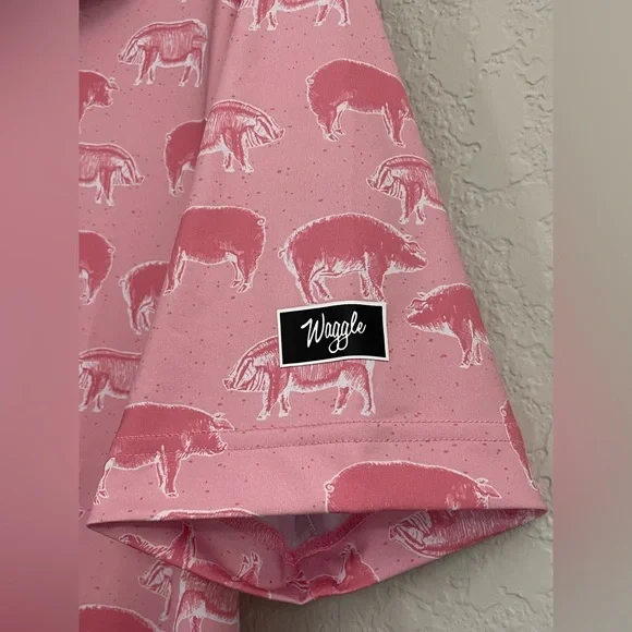 Waggle Hog Heaven Pink Polo Mens Large - Picture 4 of 7